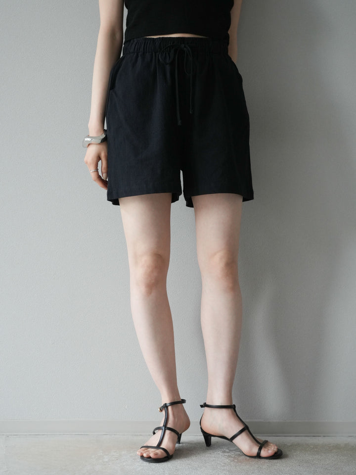 [套裝] 亞麻V領襯衫與短褲套裝（2套）