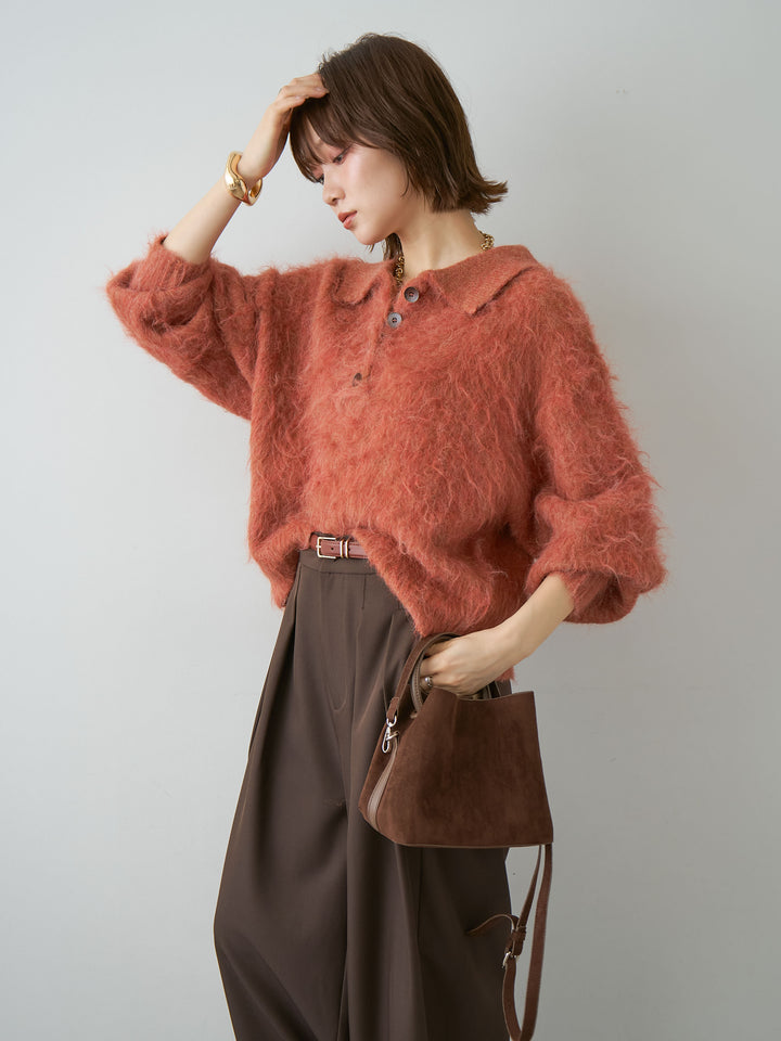 [SET]ヘンリーシャギーニットトップス+選べるアクセセット(2set)