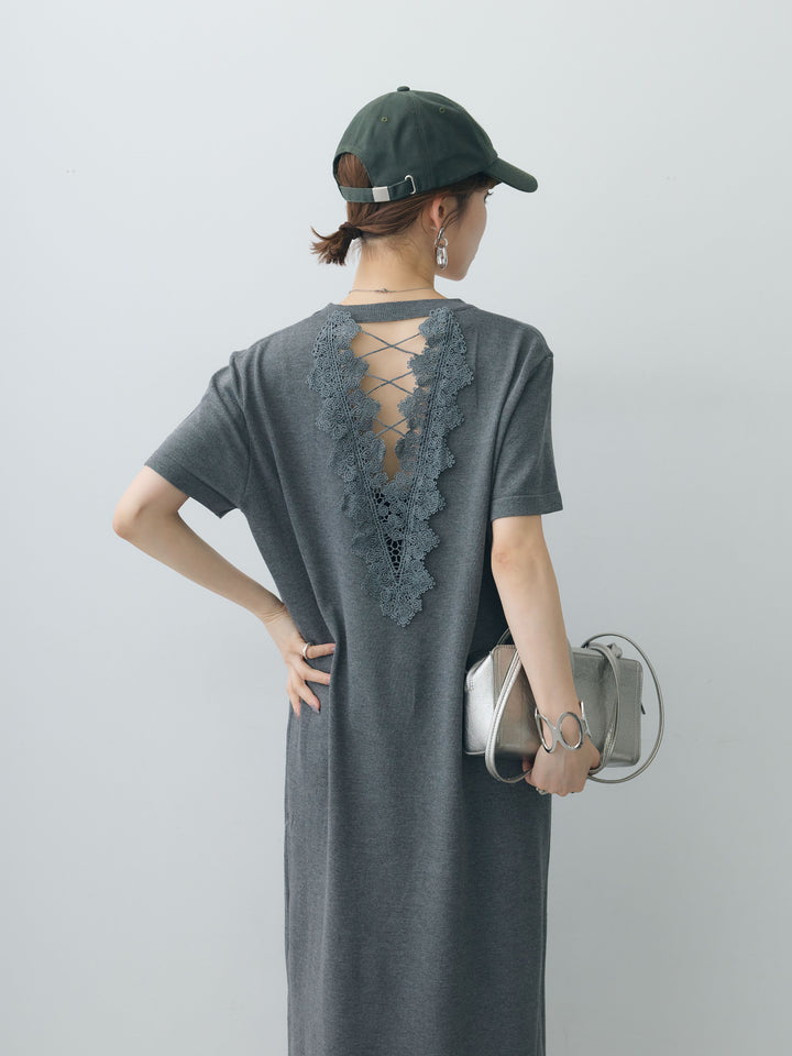 [SET]バックレースストレッチTEEワンピース+選べるアクセセット(2set)