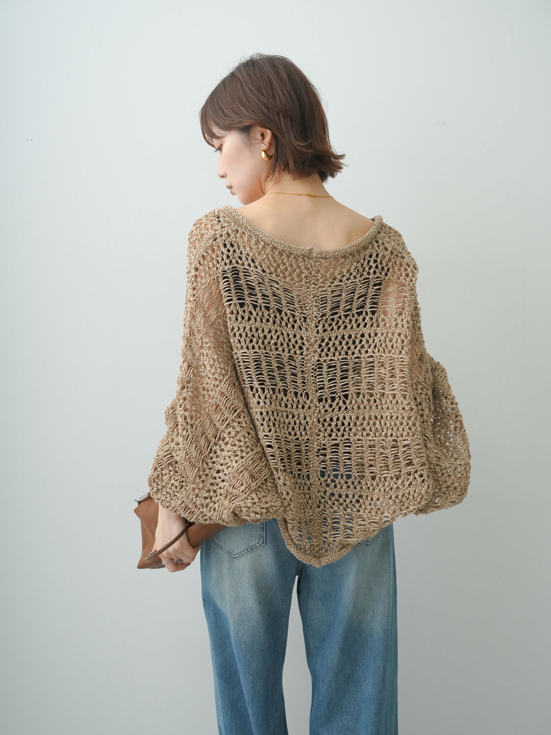 [SET]ミックスメッシュニットボレロ+スウェードタッチレースコンビキャミソール(2set)