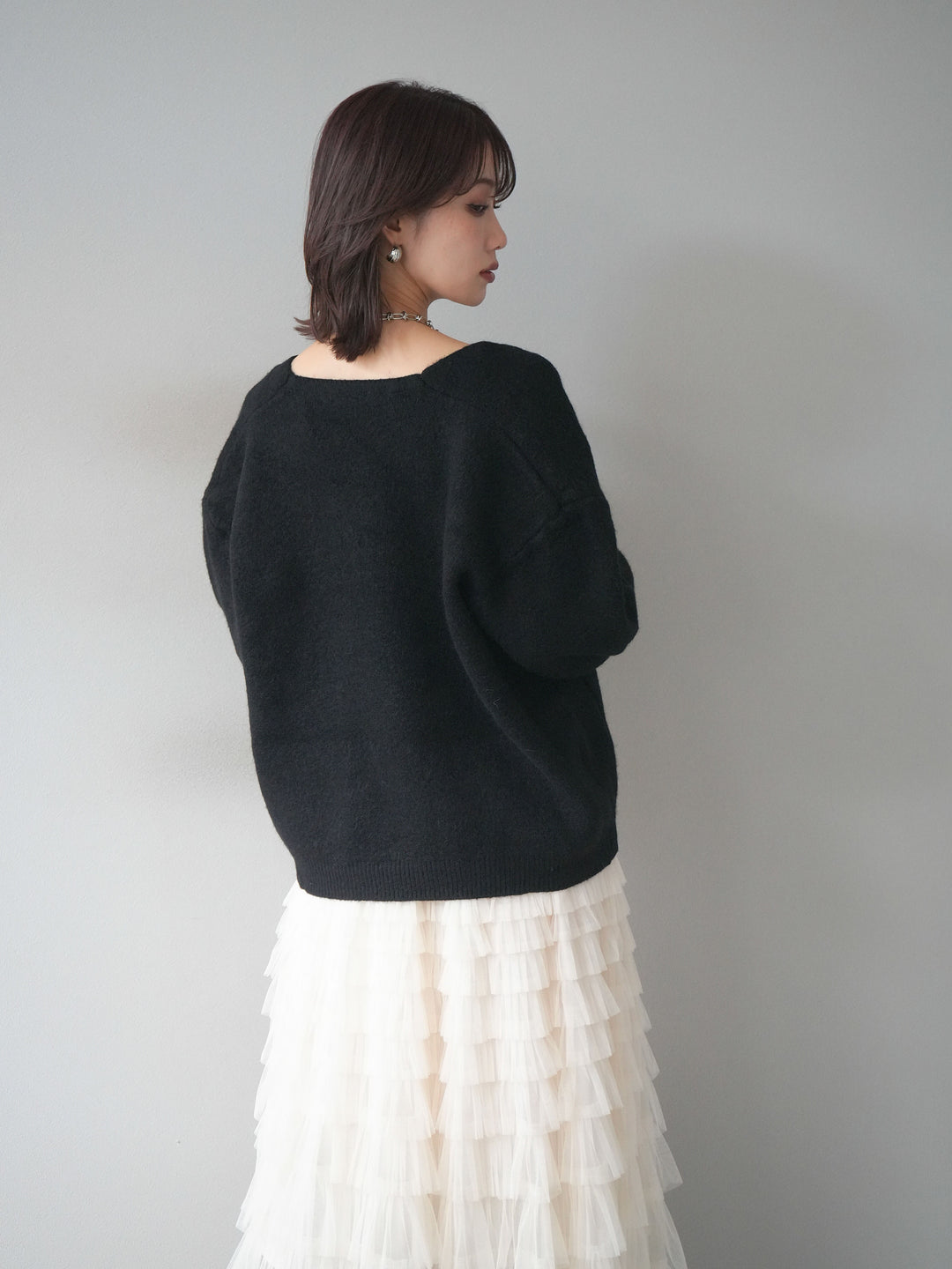 [予約]BIGポケットジップニットカーディガン/black