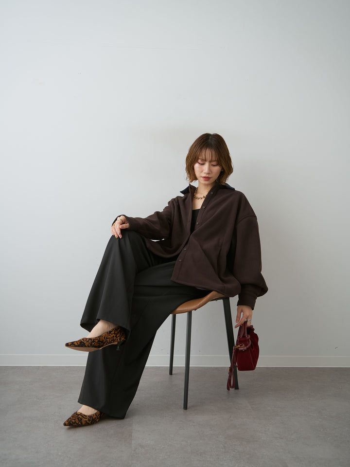 [予約]フリースパイピングシャツ/brown