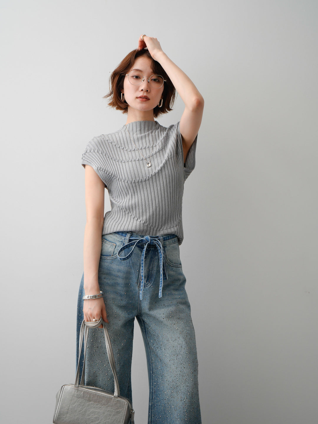 【套裝】Mode Line 羅紋法式針織上衣 + Mode Line 羅紋法式針織上衣（兩件套）