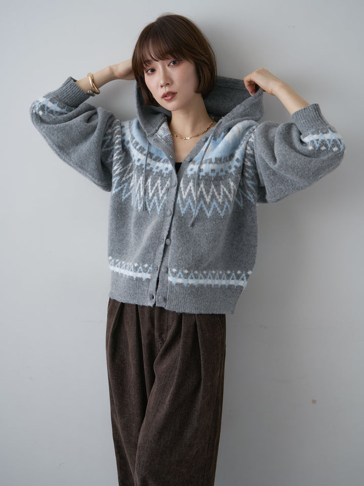 [SET]ノルディックフードカーディガン+選べるアクセセット(2set)
