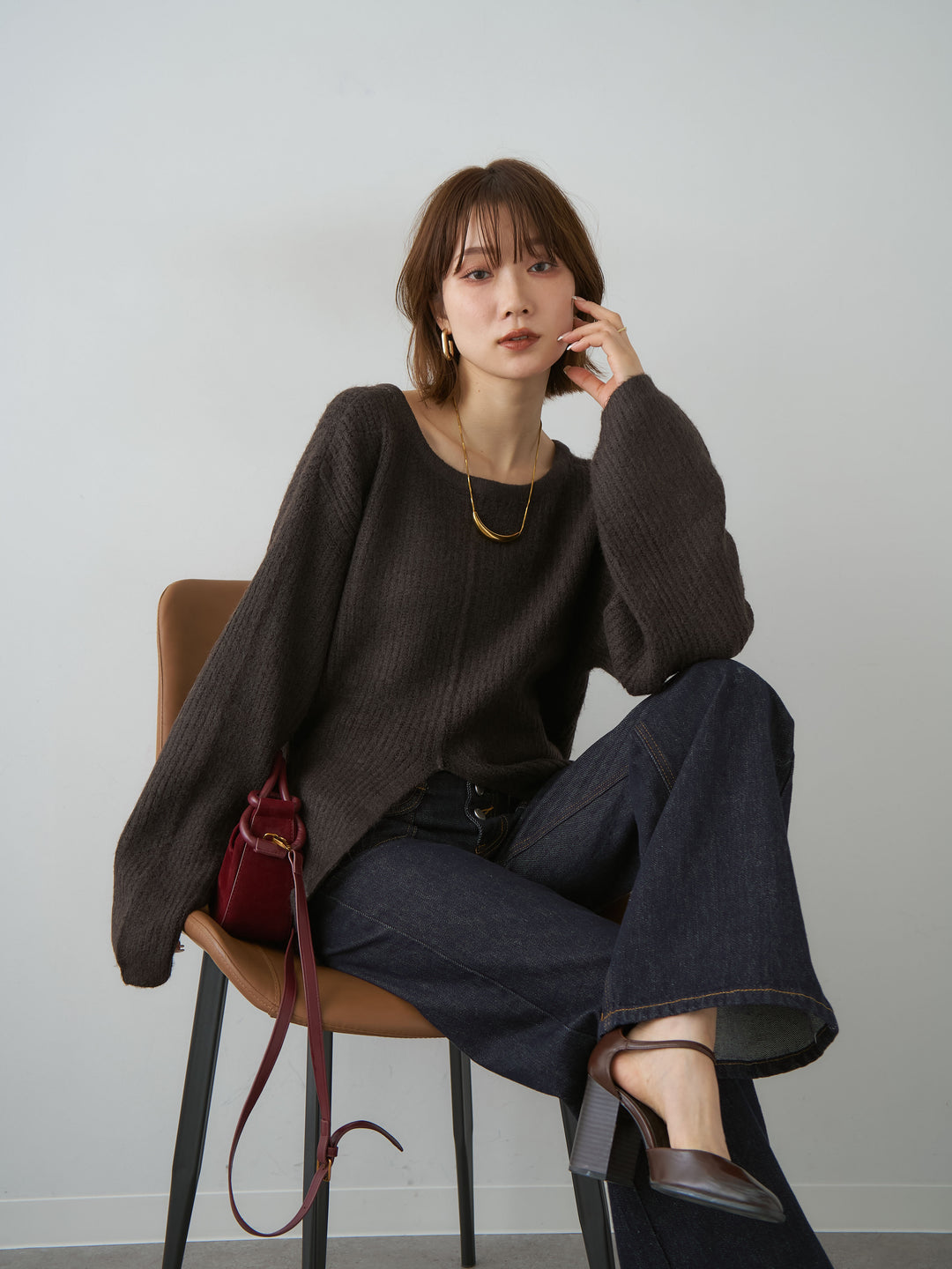 【套裝】雙向開衩羅紋針織衫 + 雙向開衩羅紋針織衫（2件套裝）