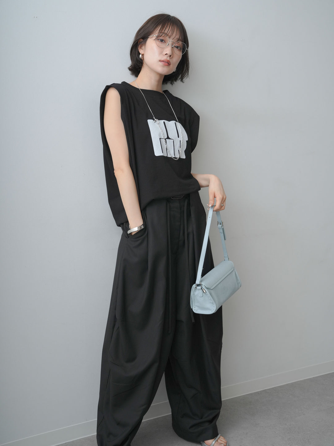 [SET]ヴィンテージロゴドロストTEE+ショルダータックノースリーブオーバーTEE(2set)