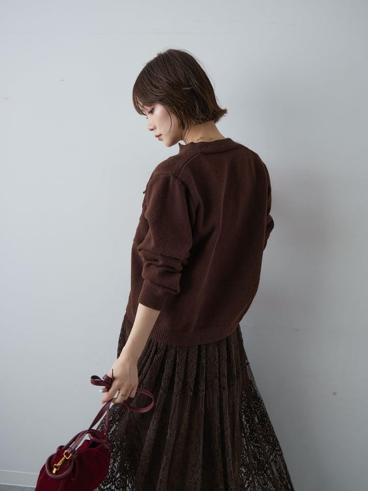 [予約]ナポレオンWジップニットカーディガン/brown