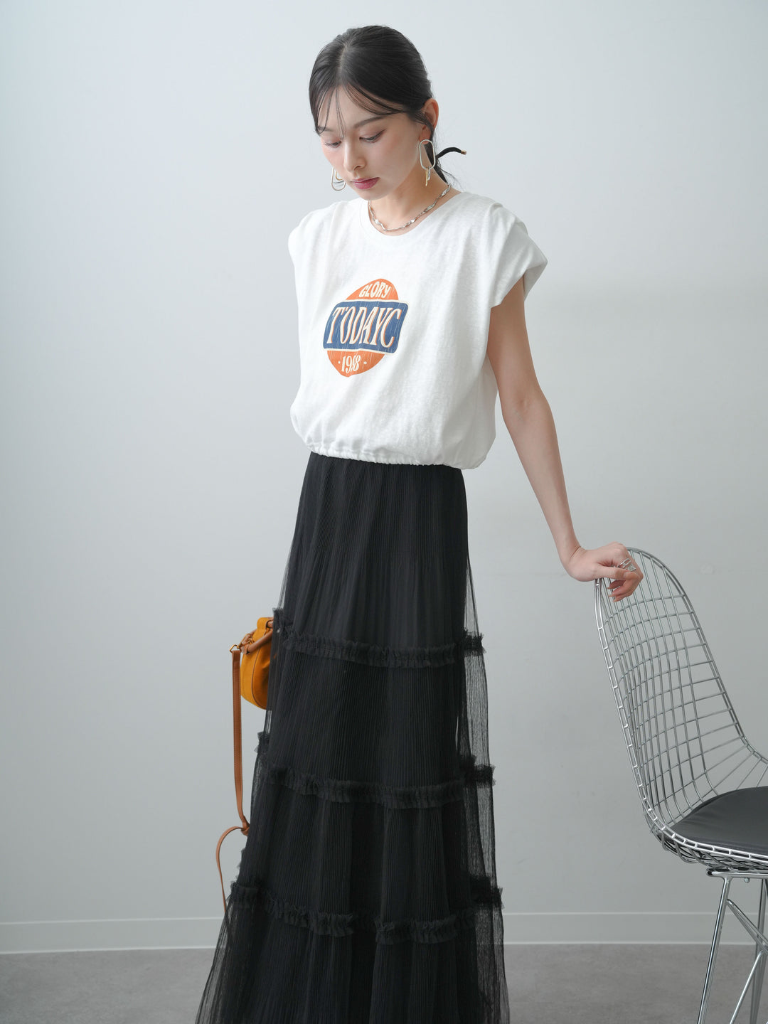 [SET]ヴィンテージロゴドロストTEE+ホイップチュールティアードフレアスカート(2set)