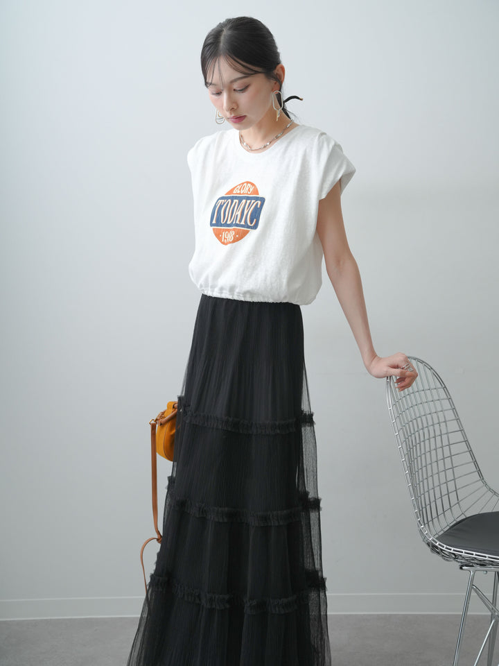 [SET]ヴィンテージロゴドロストTEE+ホイップチュールティアードフレアスカート(2set)