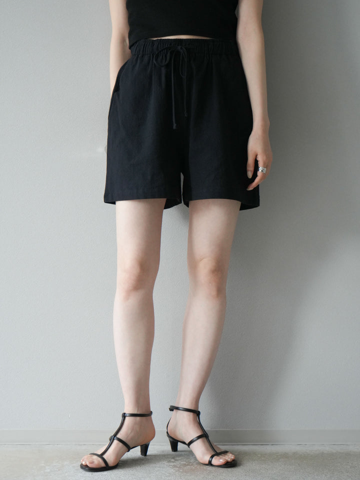 [套裝] 亞麻V領襯衫與短褲套裝（2套）