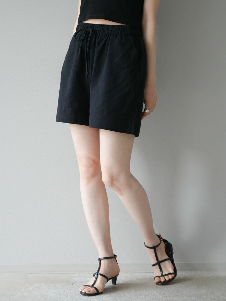 [套裝] 亞麻V領襯衫與短褲套裝（2套）