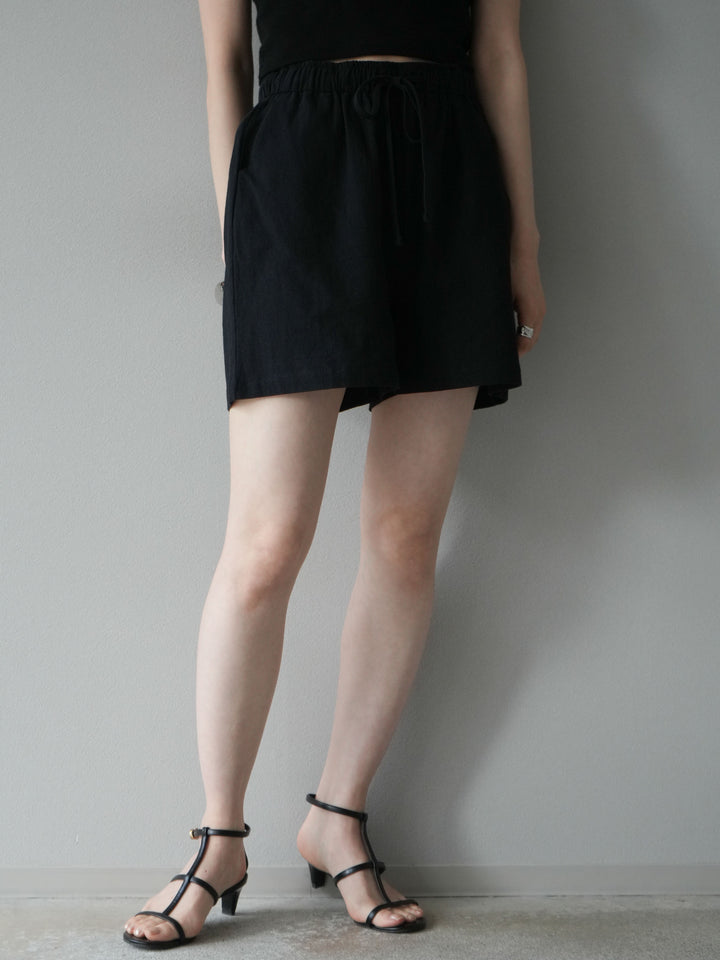 [套裝] 亞麻V領襯衫與短褲套裝（2套）