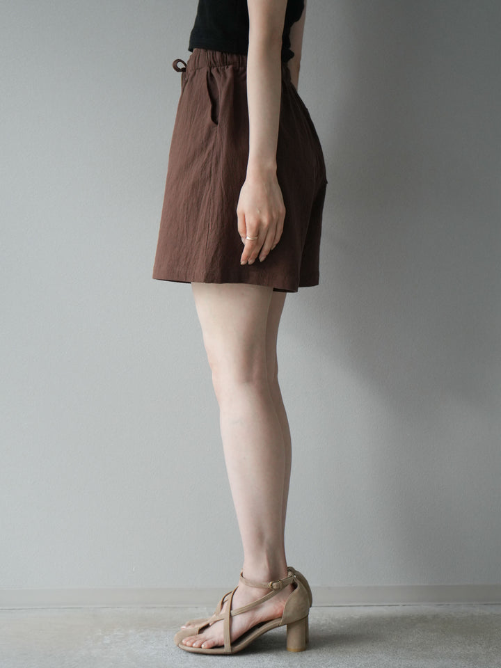 [套裝] 亞麻V領襯衫與短褲套裝（2套）