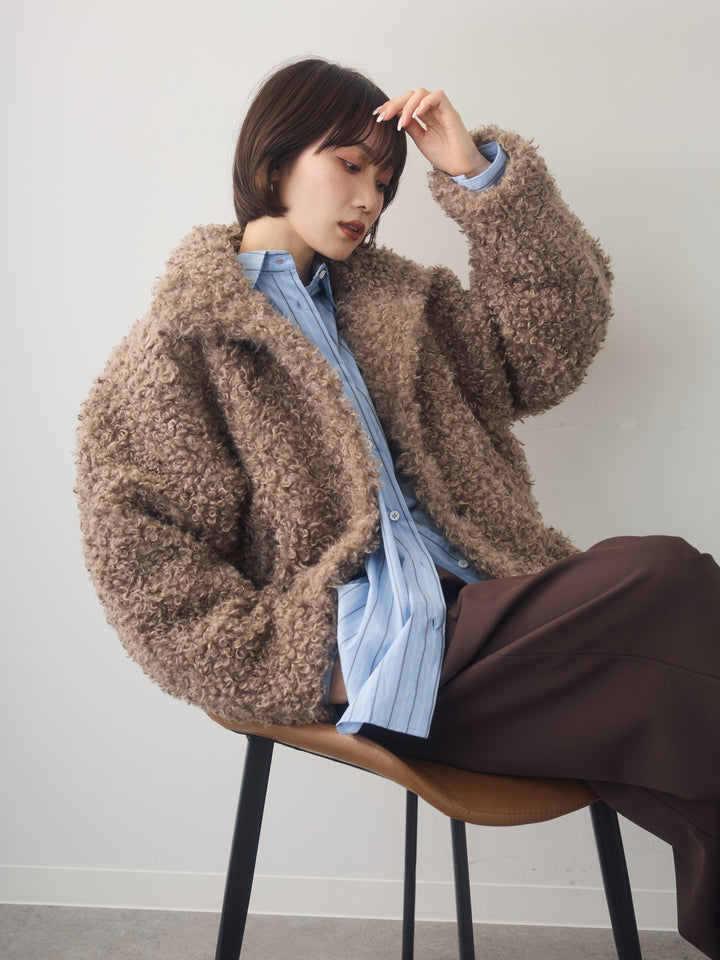 [予約]プードルファースタンドカラージャケット/beige