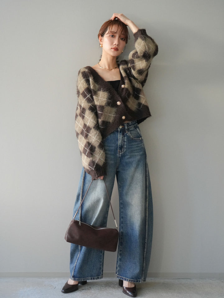 [予約]サイド切替カーブデニムパンツ/blue