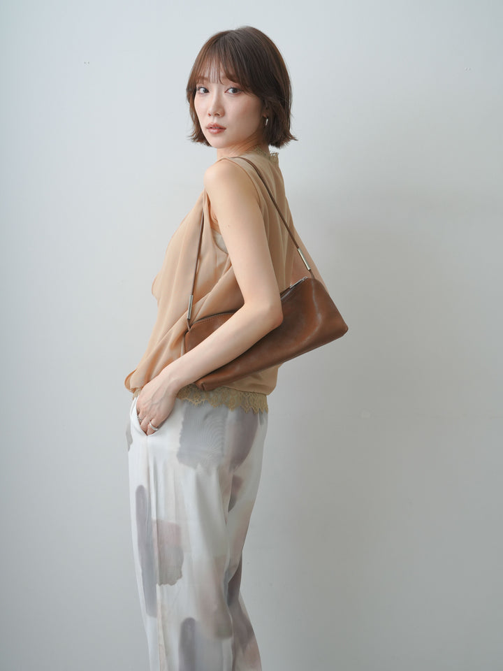 [予約]レースレイヤードカシュクールノースリブラウス/beige