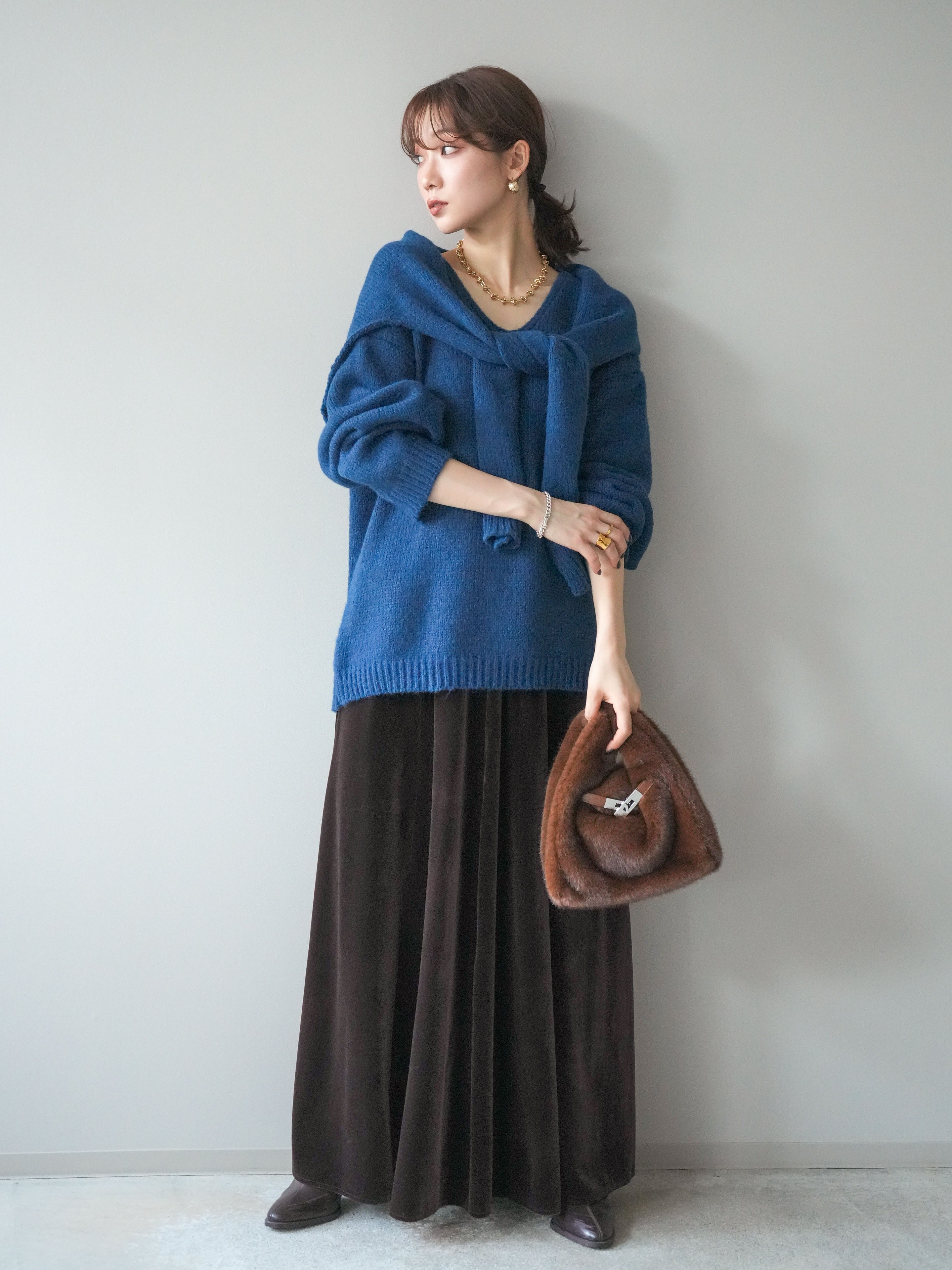 予約]ベロアフレアスカート/brown – Lumier