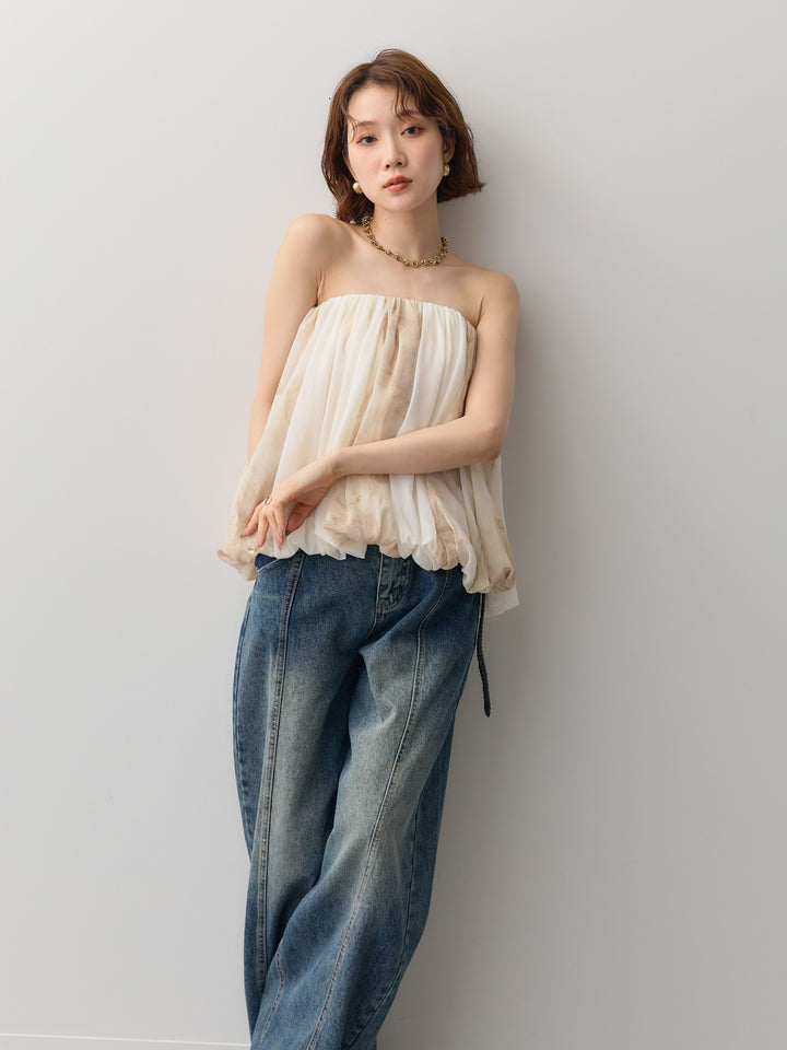 [予約]シフォンバルーンベアトップス/beige