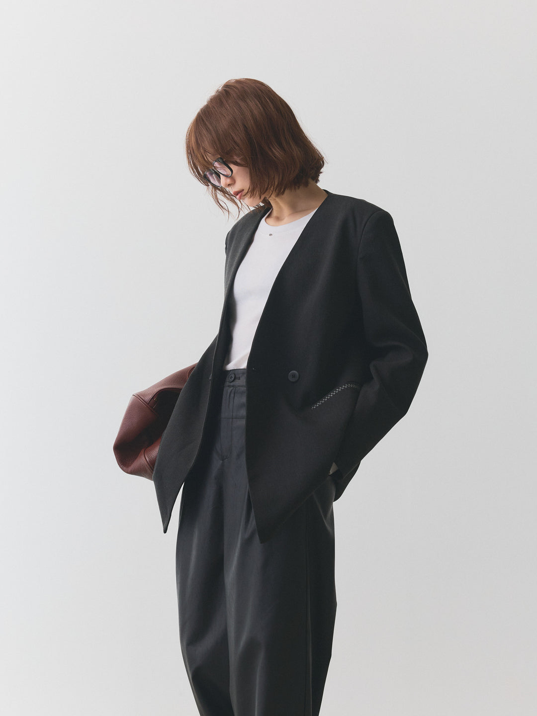 【Allure】[SET]モチーフ付Uネックシアーカットソー+モチーフ付Uネックシアーカットソー(2set)