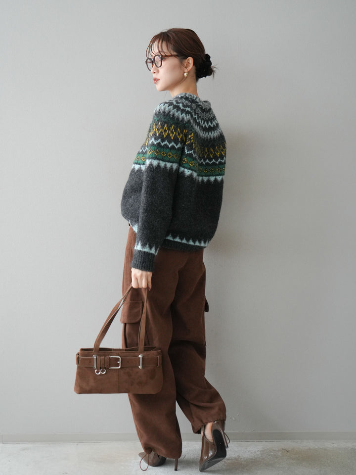 [予約]ベルト付コーデュロイカーゴパンツ/brown