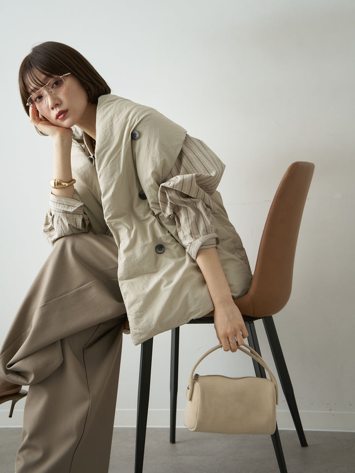 [SET]ボリュームパフベスト+ツイルタックワイドパンツ(2set)
