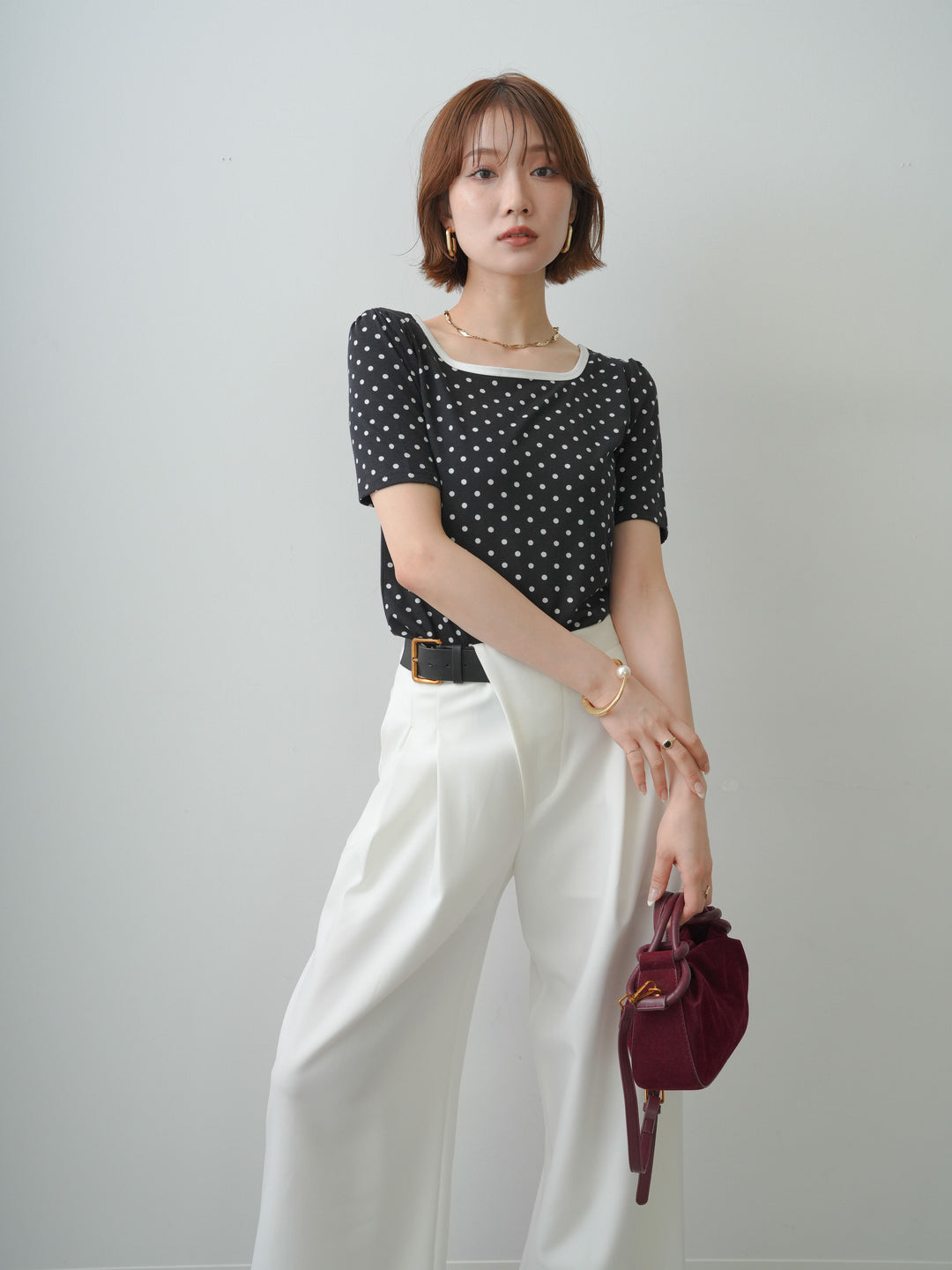 [SET]前後2wayドットバイカラーパイピングTEE+選べるアクセセット(2set)