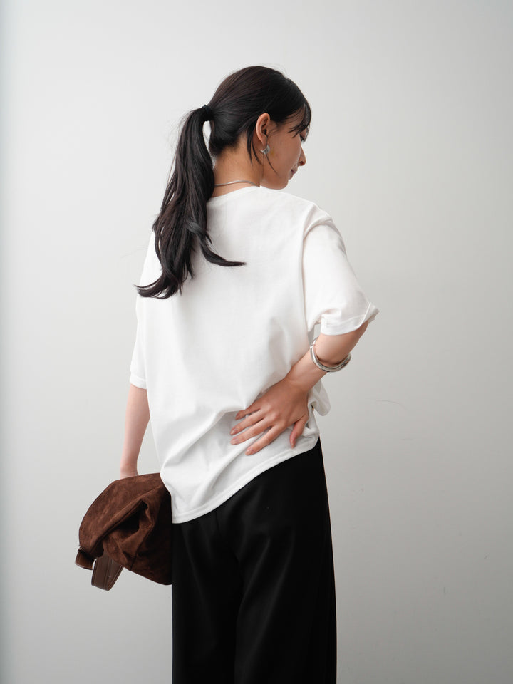 [SET]フォトプリントロゴTEE+アシンメトリーベルトタックワイドパンツ(2set)