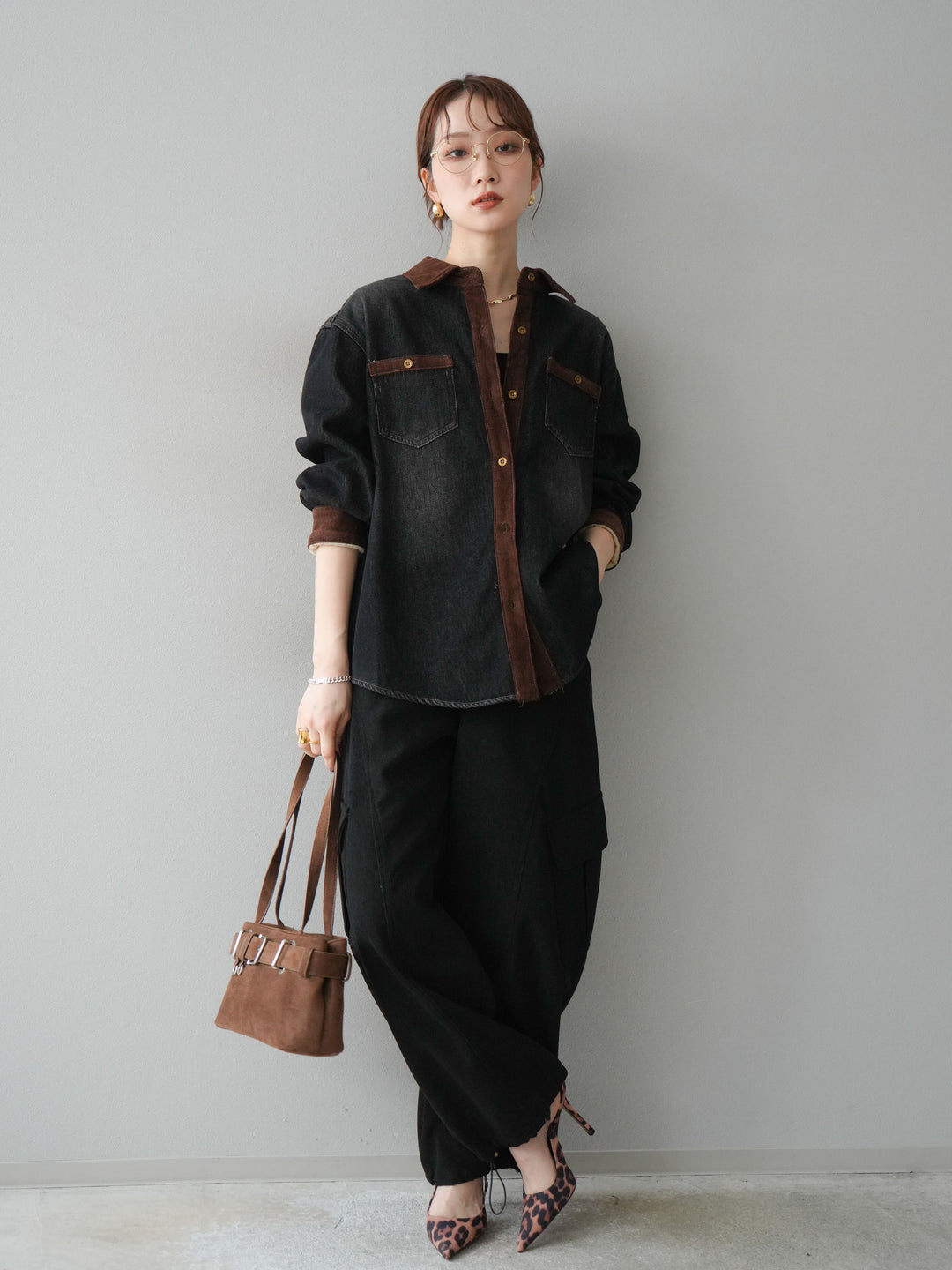 [予約]ベルト付コーデュロイカーゴパンツ/black