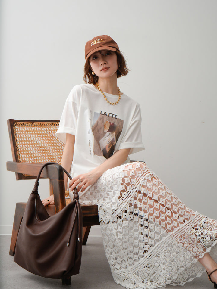 [SET]フォトプリントロゴTEE+クロシェレースIラインスカート(2set)