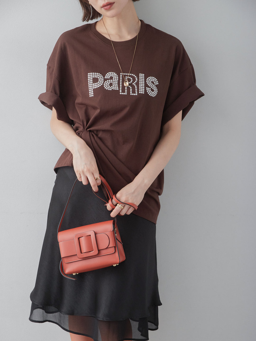 [予約]スタッズロゴTEE/brown
