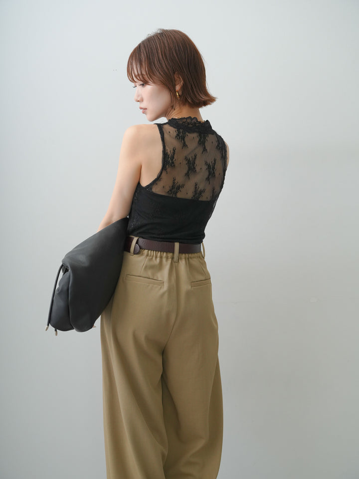[予約]フラワーレースシアーノースリトップス/black