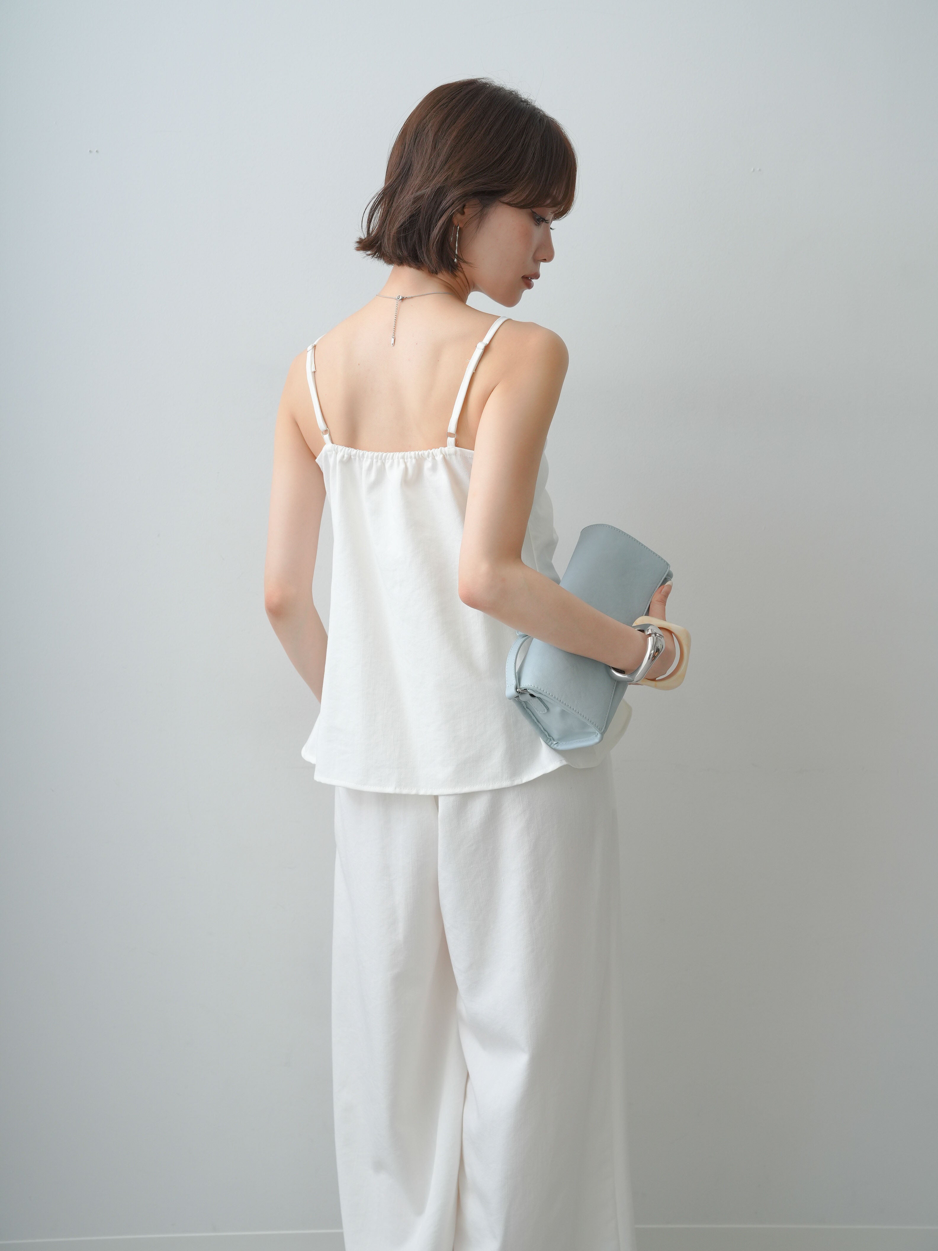 SET]リボンデザインビスチェ＆タックワイドパンツSET UP(2SET)+リボン