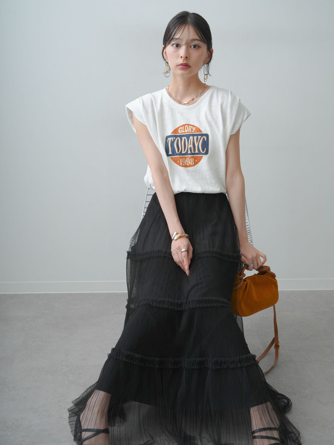 [SET]ヴィンテージロゴドロストTEE+ホイップチュールティアードフレアスカート(2set)
