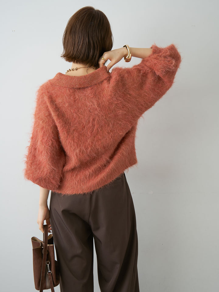 [SET]ヘンリーシャギーニットトップス+ツイルタックワイドパンツ(2set)