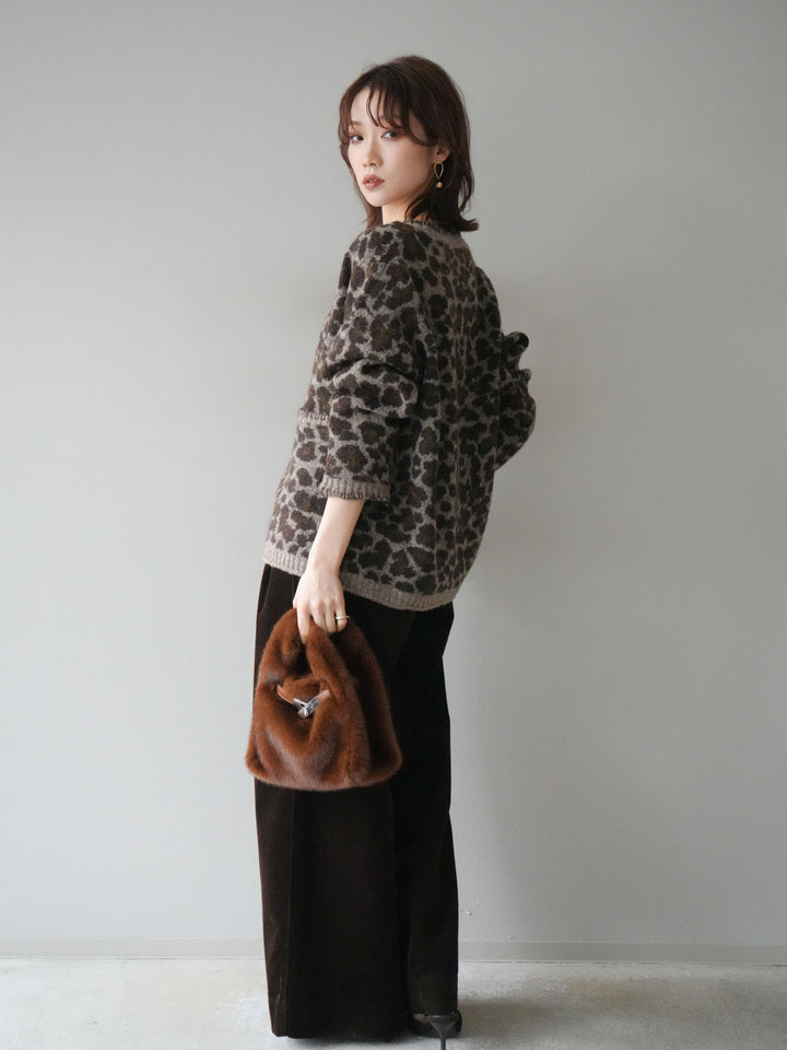 [予約]ベルト付コーデュロイワイドパンツ/brown