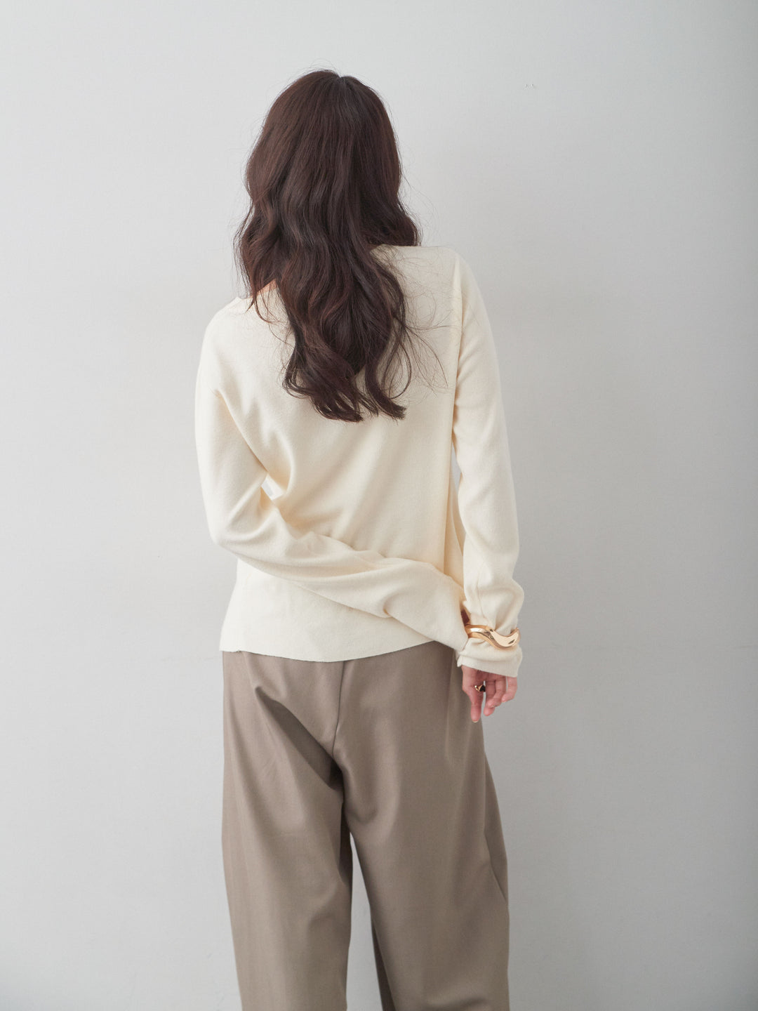 [SET]フロントギャザーカーディガン+ツイルタックワイドパンツ(2set)