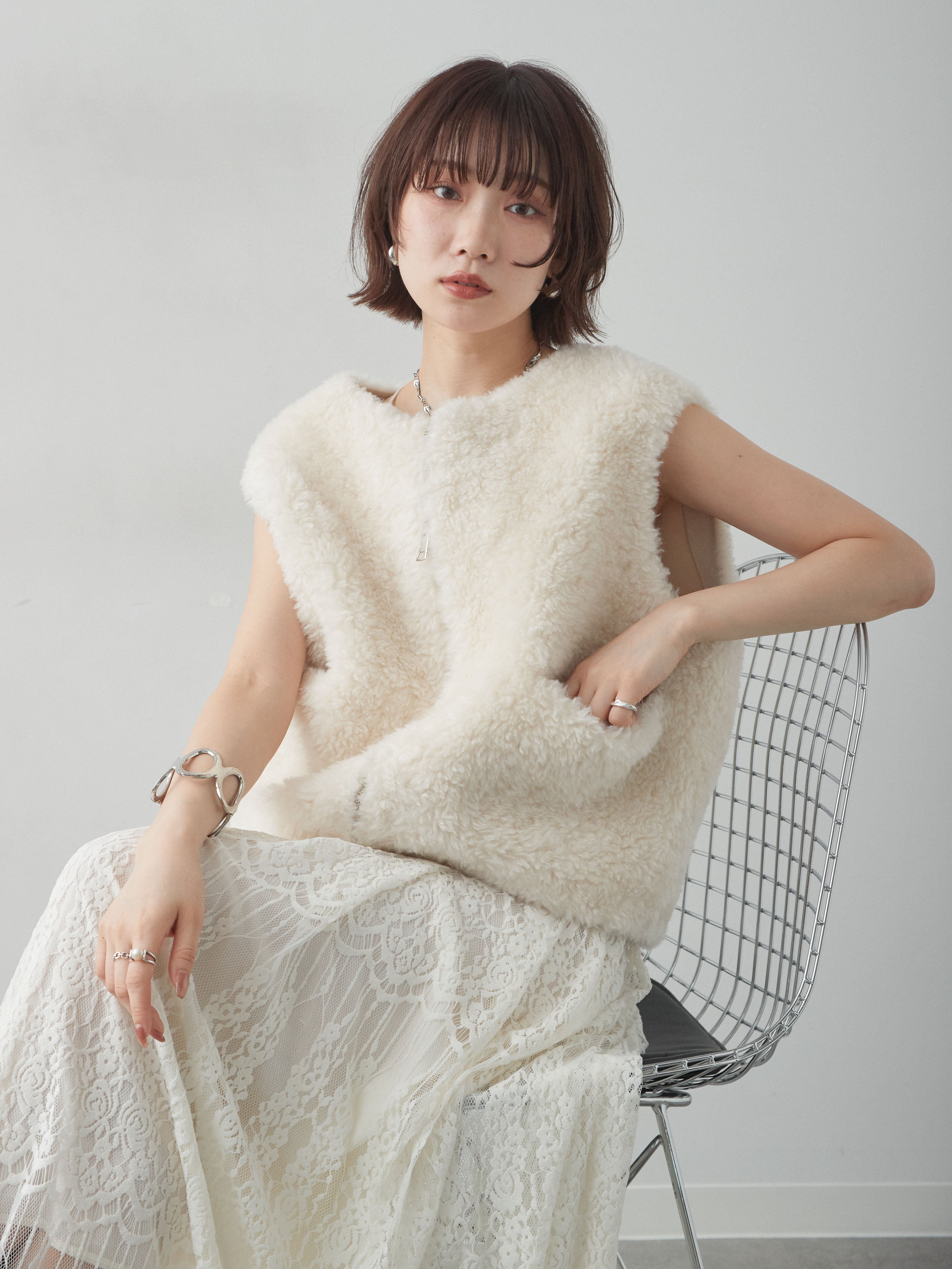 SET]ショートボアジップベスト+カップ付きバッククロスキャミソール+