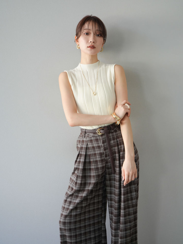 [予約]スリーブレスランダムリブニットトップス/アイボリー