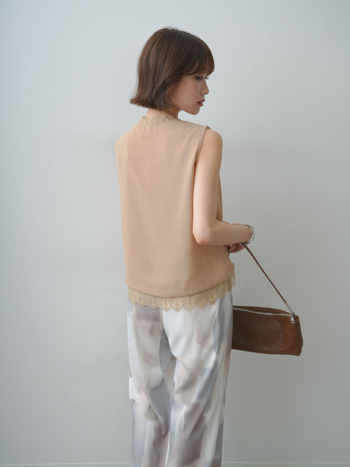 [SET]レースレイヤードカシュクールノースリブラウス+レースレイヤードカシュクールノースリブラウス(2set)