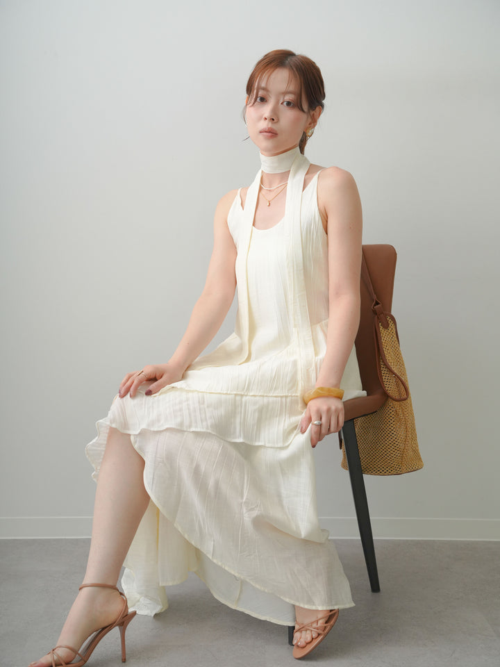 [予約]ラッフルヘムレイヤードキャミワンピース/white