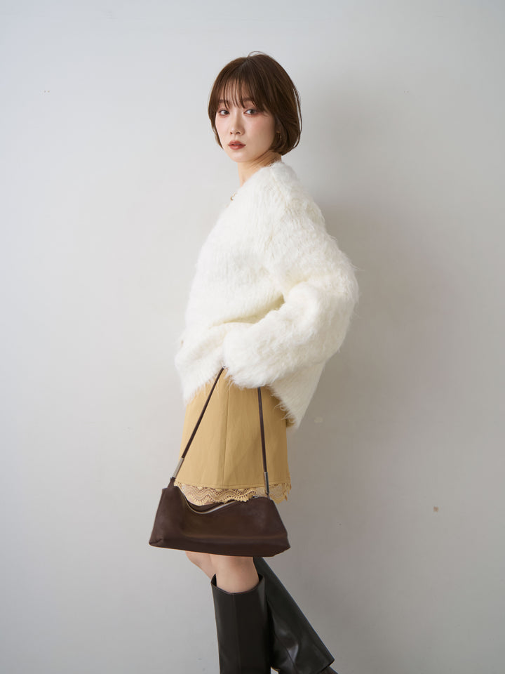 [予約]フェザーシャギーボックスプルオーバー/white