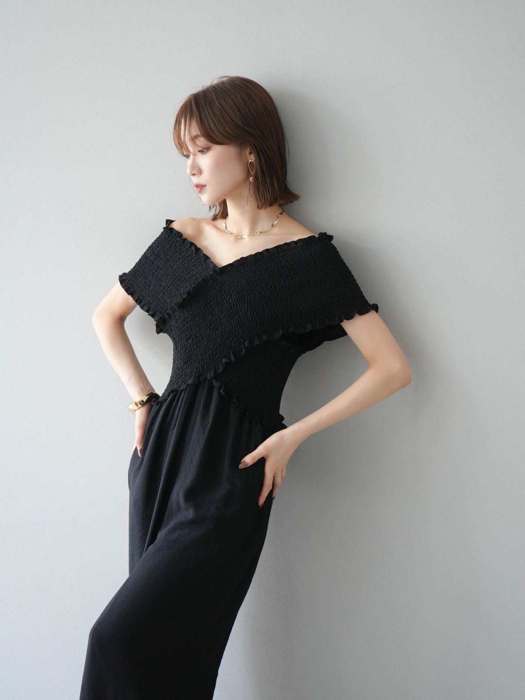 [SET]シャーリングクロスサロペット+シャーリングクロスサロペット(2set)