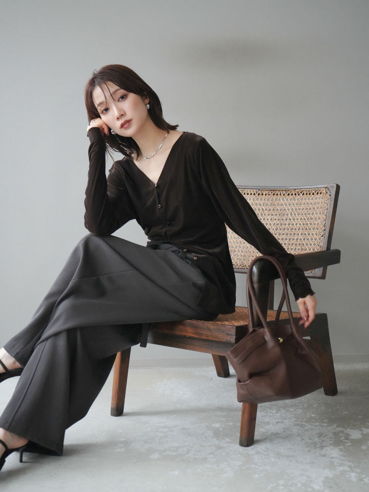 [予約]ベロアカーディガン/brown