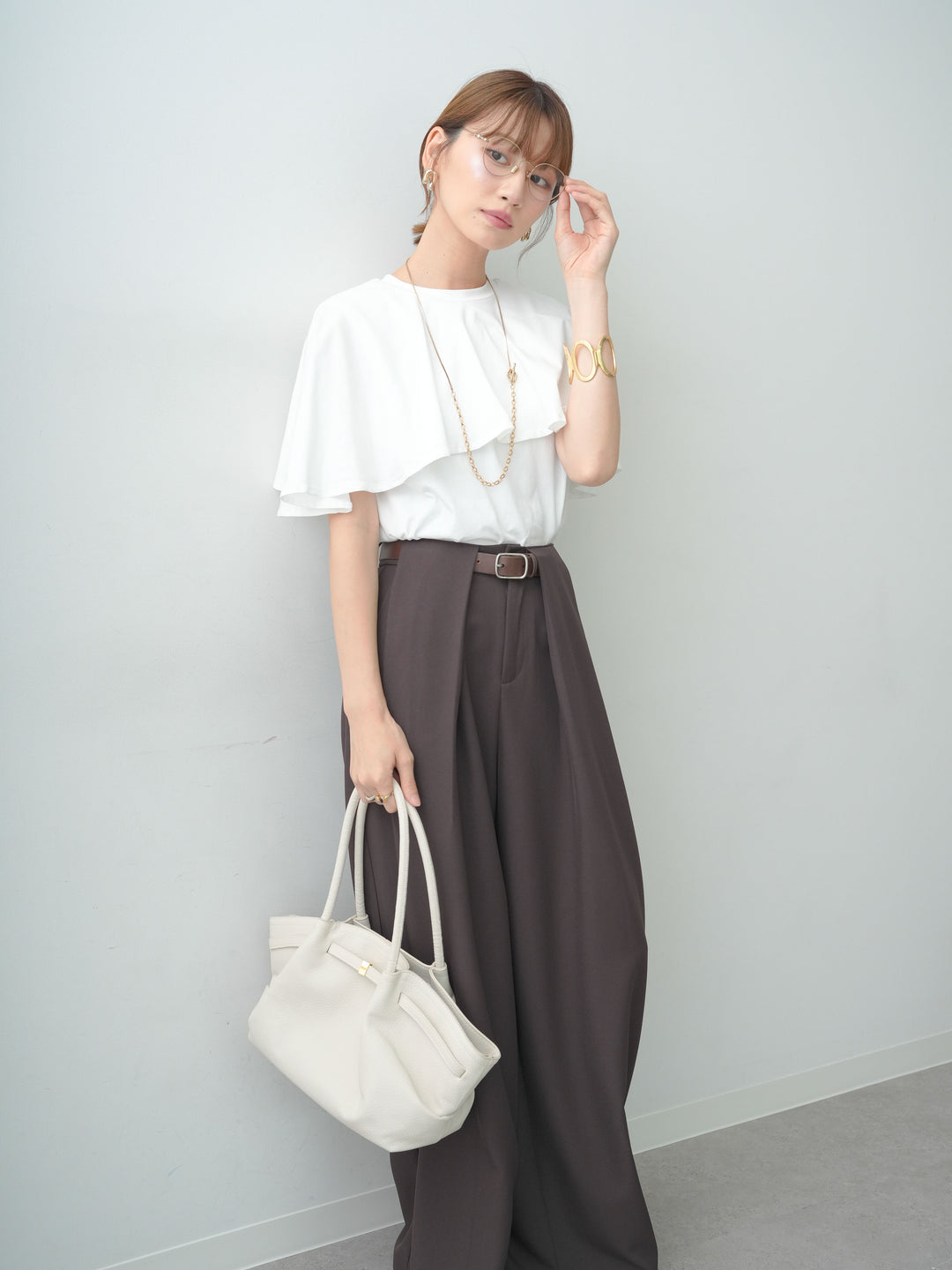 [SET]前後2wayケープTEE+選べるアクセセット(2set)