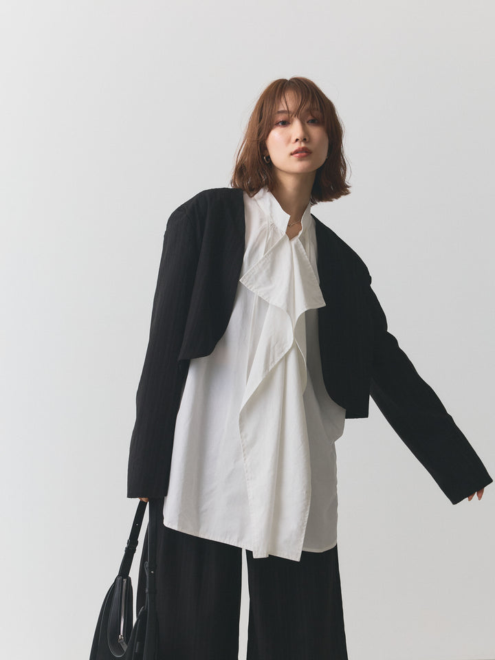 [SET]ヘリンボーンショートジャケット＆ワイドパンツSET UP