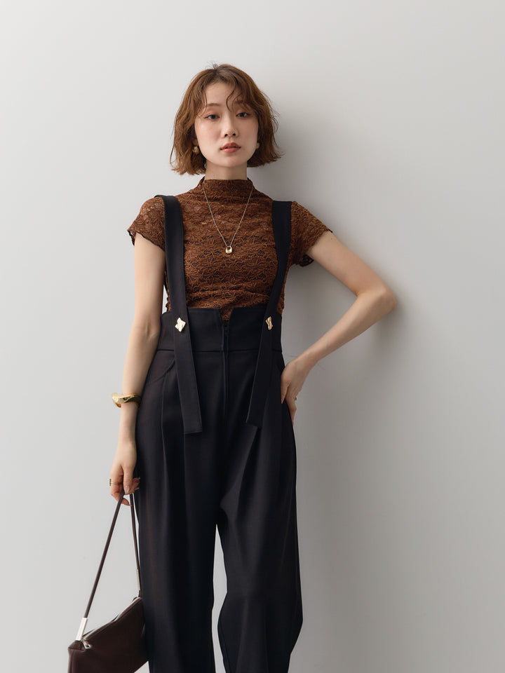 [予約]ベルベットレースフレンチトップス/brown