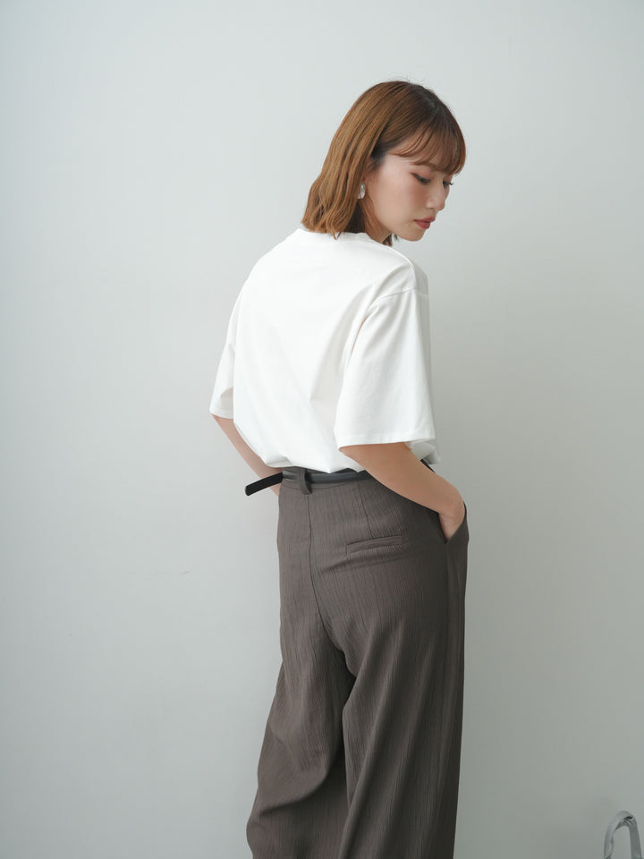 [SET]クールタッチアートロゴオーバーTEE+ベルト付ワッシャーライトワイドパンツ(2set)
