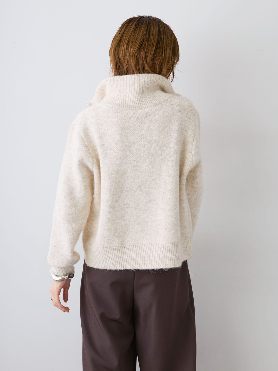 [予約]ナポレオンジップニットカーディガン/beige