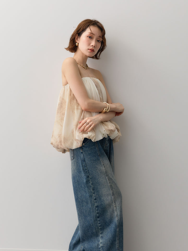 [予約]シフォンバルーンベアトップス/beige