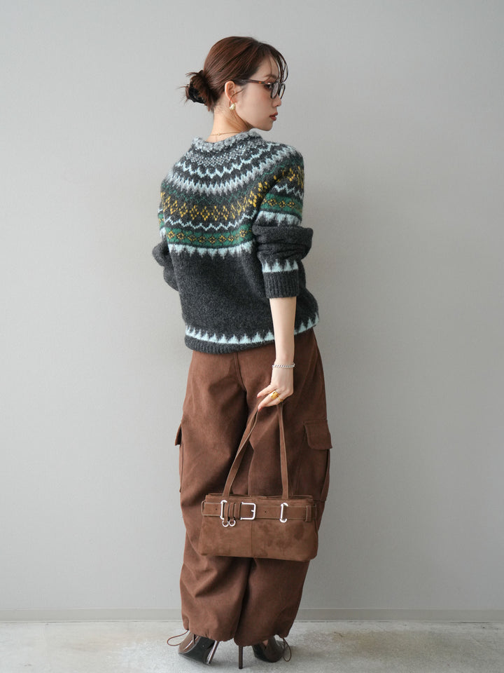 [予約]ベルト付コーデュロイカーゴパンツ/brown